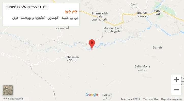 روستای چم چرو بر روی نقشه