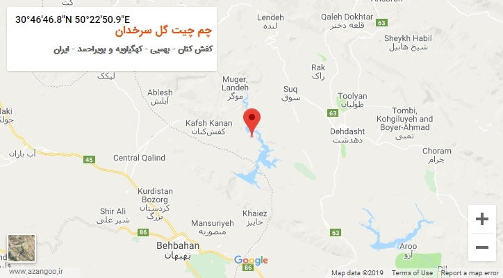 روستای چم چیت گل سرخدان بر روی نقشه