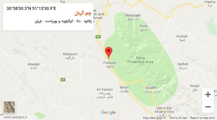 روستای چم گردل بر روی نقشه