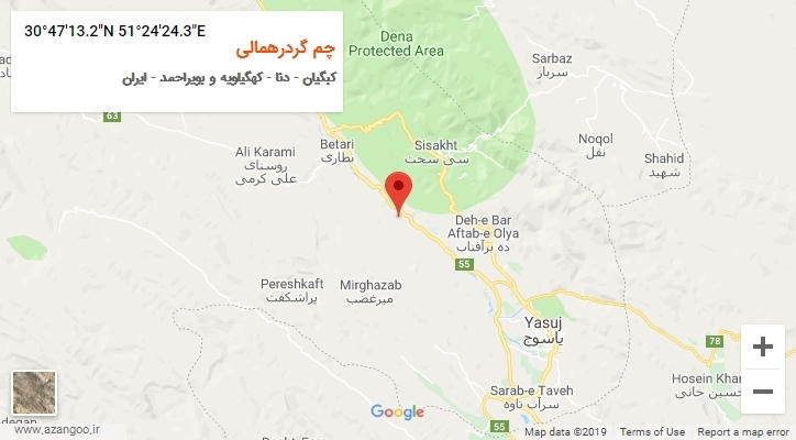 روستای چم گردرهمالی بر روی نقشه