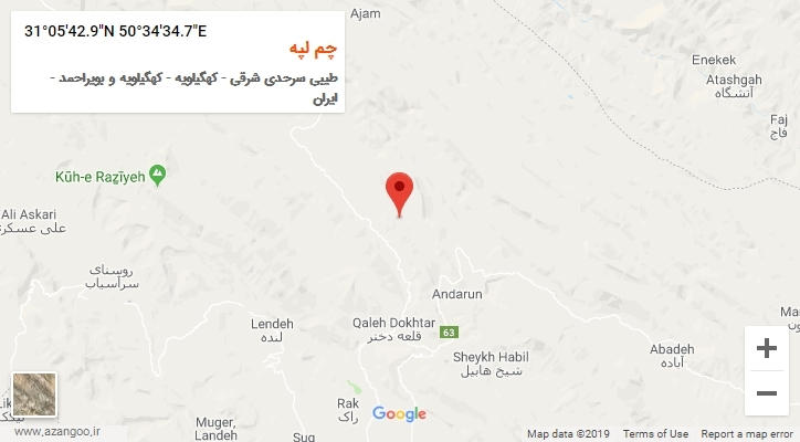 روستای چم لپه بر روی نقشه