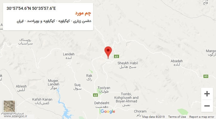 روستای چم مورد بر روی نقشه
