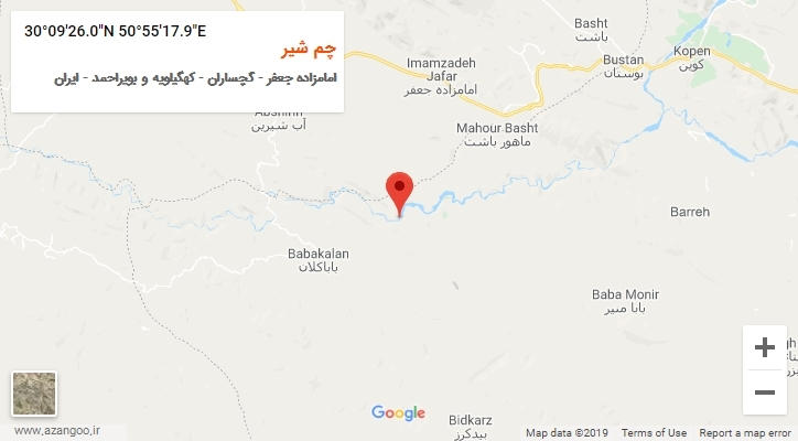 روستای چم شیر بر روی نقشه