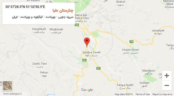 روستای چنارستان علیا بر روی نقشه
