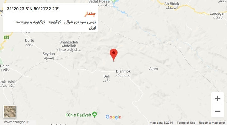 روستای چندار بر روی نقشه