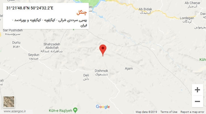 روستای چنگل بر روی نقشه