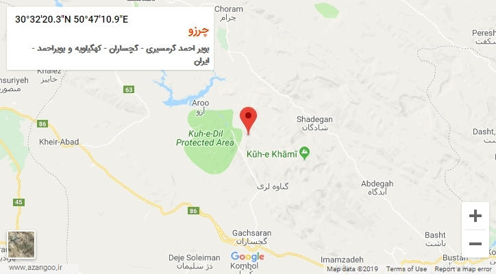 روستای چرزو بر روی نقشه