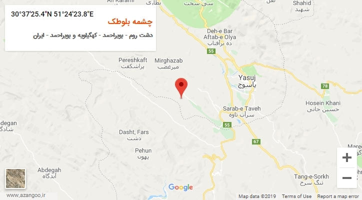 روستای چشمه بلوطک بر روی نقشه