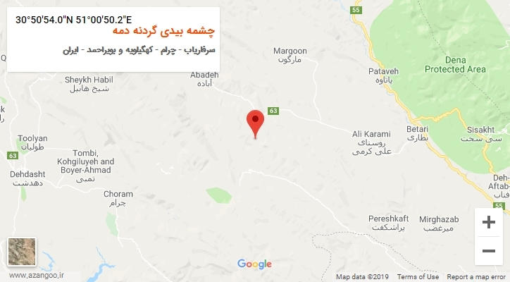 روستای چشمه بیدی گردنه دمه بر روی نقشه