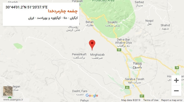 روستای چشمه چنارمردخدا بر روی نقشه