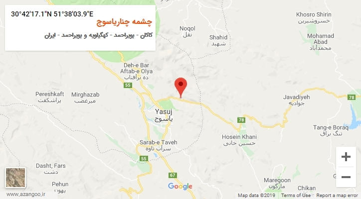 روستای چشمه چناریاسوج بر روی نقشه