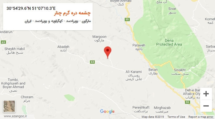 روستای چشمه دره گرم چنار بر روی نقشه