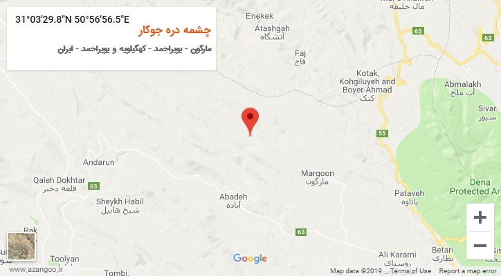روستای چشمه دره جوکار بر روی نقشه