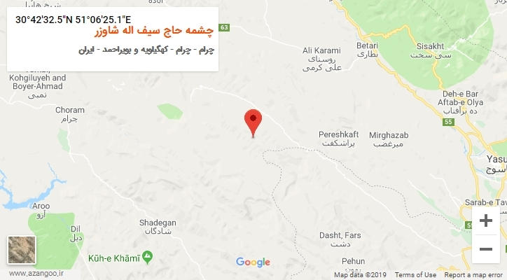 روستای چشمه حاج سیف اله شاوزر بر روی نقشه