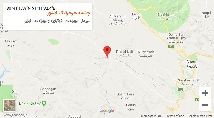 روستای چشمه هرهرتنگ ابشور بر روی نقشه