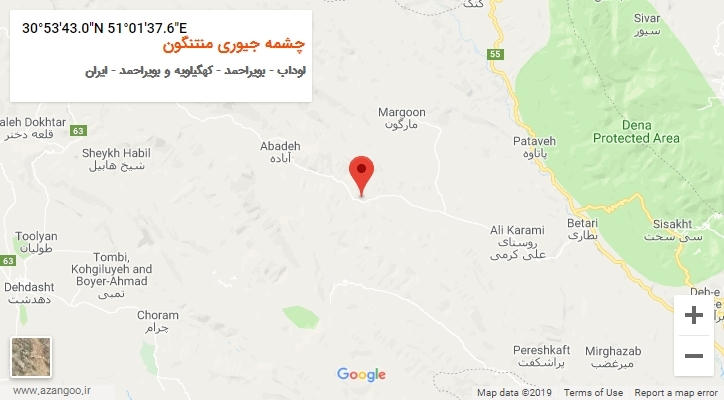 روستای چشمه جیوری منتنگون بر روی نقشه