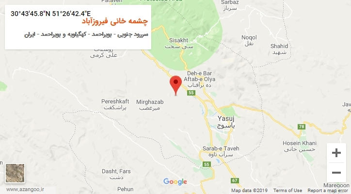 روستای چشمه خانی فیروزآباد بر روی نقشه