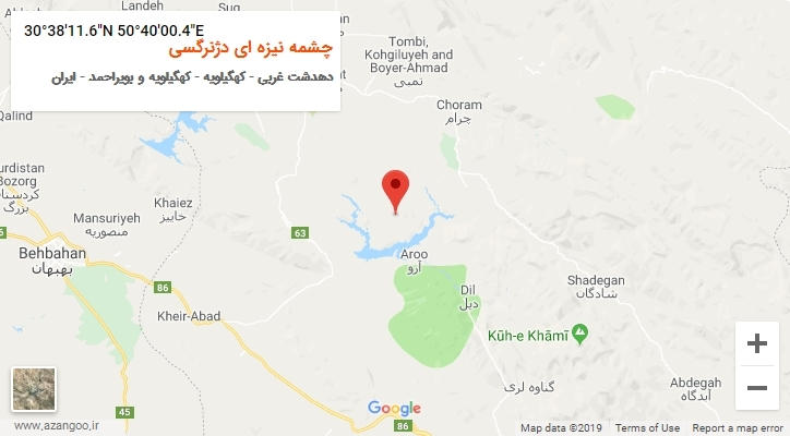 روستای چشمه نیزه ای دژنرگسی بر روی نقشه