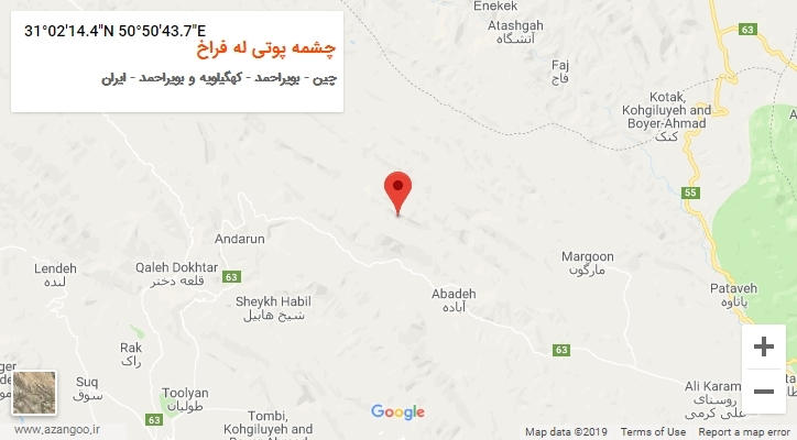 روستای چشمه پوتی له فراخ بر روی نقشه