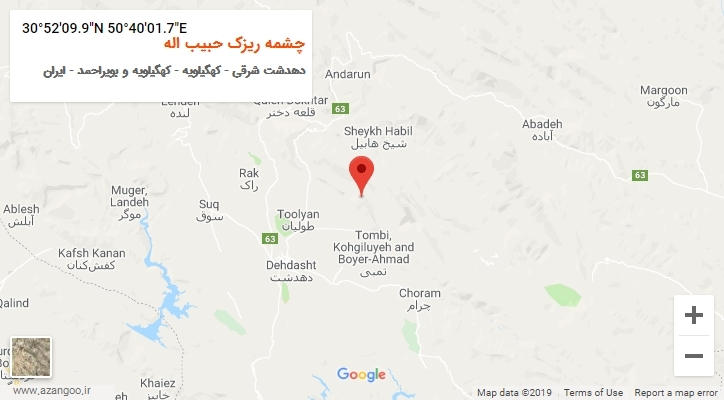 روستای چشمه ریزک حبیب اله بر روی نقشه