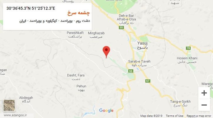 روستای چشمه سرخ بر روی نقشه
