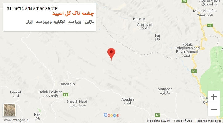روستای چشمه تاگ گل اسپید بر روی نقشه