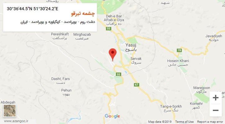 روستای چشمه تبرقو بر روی نقشه