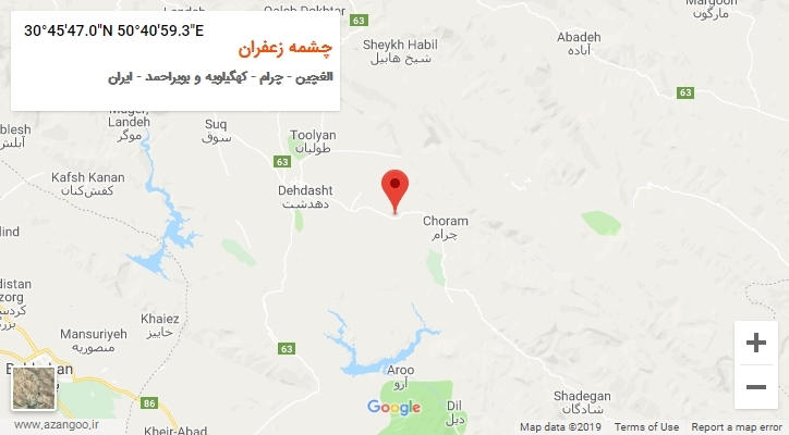 روستای چشمه زعفران بر روی نقشه
