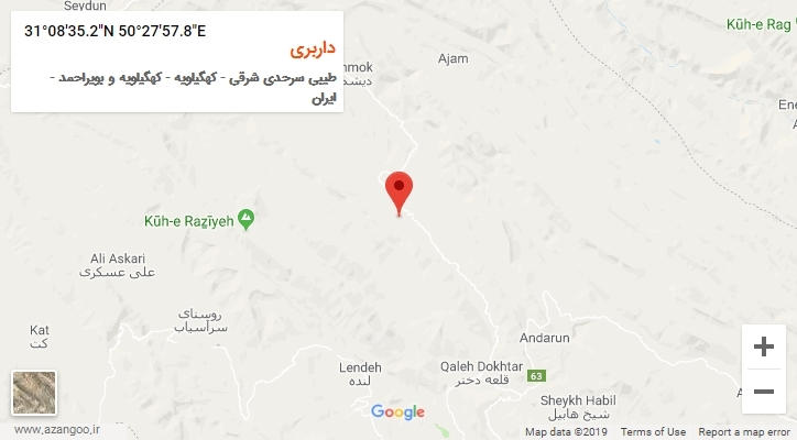 روستای داربری بر روی نقشه