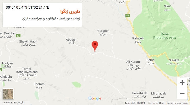 روستای داربری زنگوا بر روی نقشه