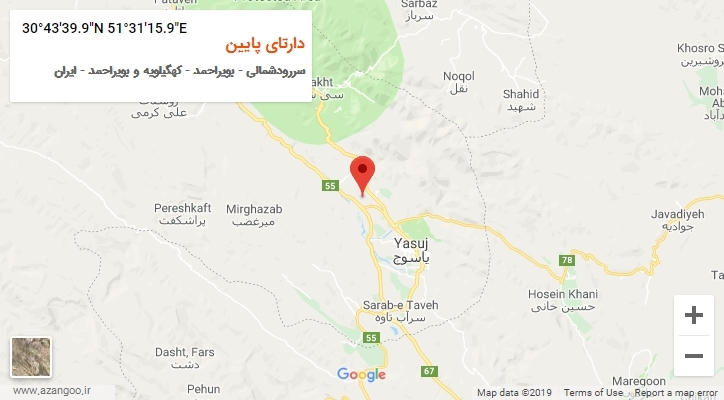 روستای دارتای پایین بر روی نقشه