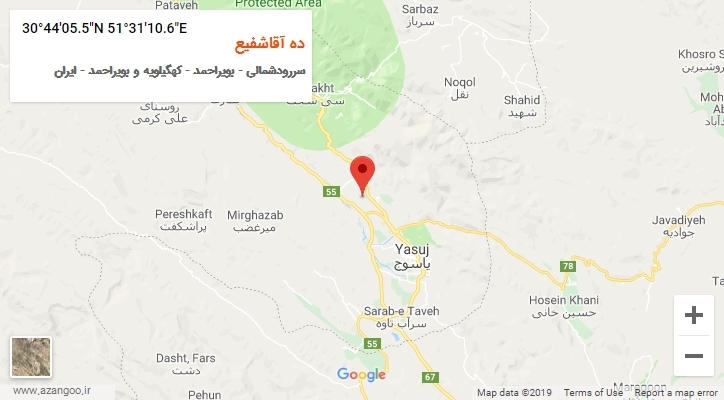 روستای ده آقاشفیع بر روی نقشه