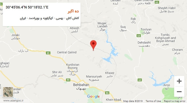 روستای ده اکبر بر روی نقشه