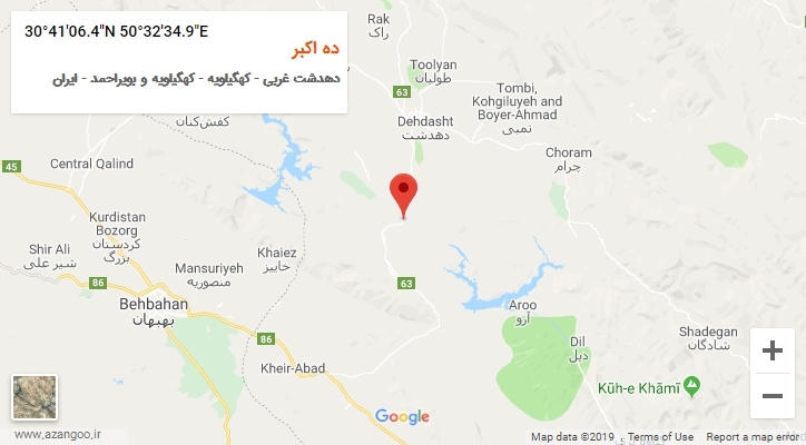روستای ده اکبر بر روی نقشه