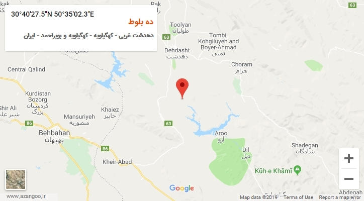 روستای ده بلوط بر روی نقشه