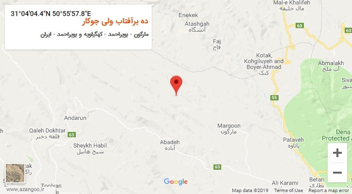 روستای ده برآفتاب ولی جوکار بر روی نقشه