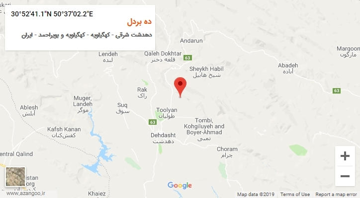 روستای ده بردل بر روی نقشه