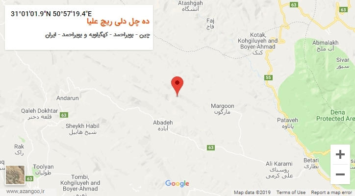 روستای ده چل دلی ریچ علیا بر روی نقشه