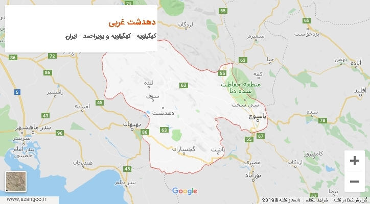 دهستان دهدشت غربی بر روی نقشه