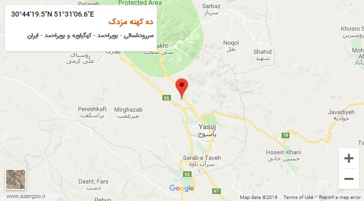 روستای ده کهنه مزدک بر روی نقشه