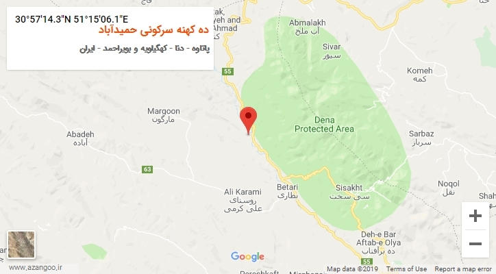 روستای ده کهنه سرکونی حمیدآباد بر روی نقشه