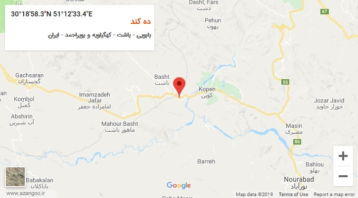 روستای ده کند بر روی نقشه