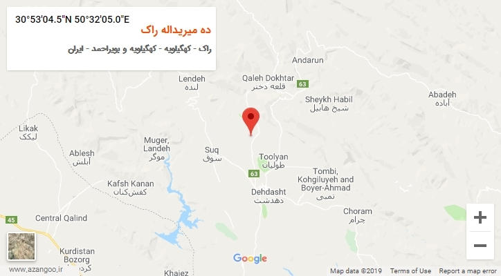 روستای ده میریداله راک بر روی نقشه