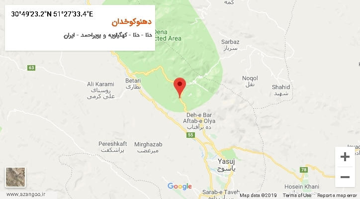 روستای دهنوکوخدان بر روی نقشه