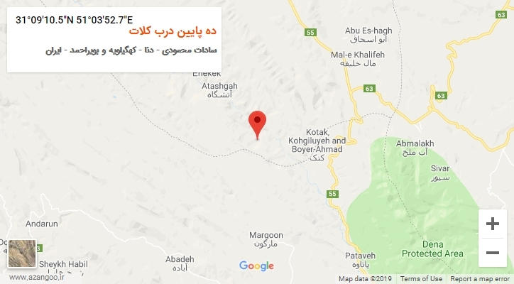 روستای ده پایین درب کلات بر روی نقشه