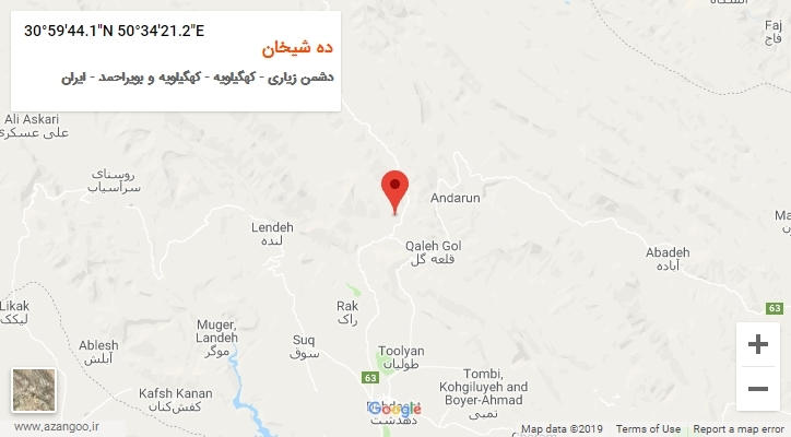 روستای ده شیخان بر روی نقشه