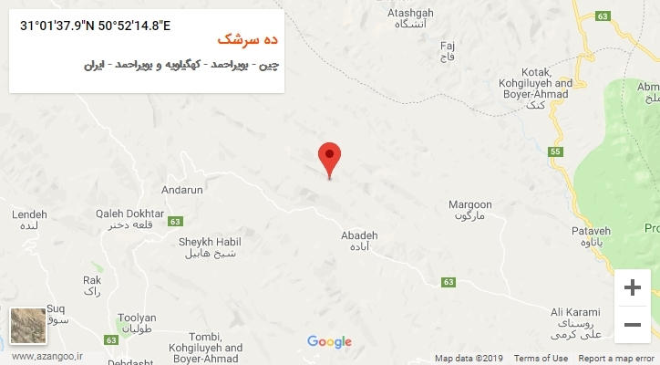 روستای ده سرشک بر روی نقشه