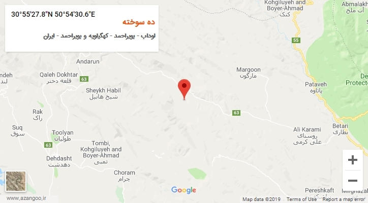 روستای ده سوخته بر روی نقشه