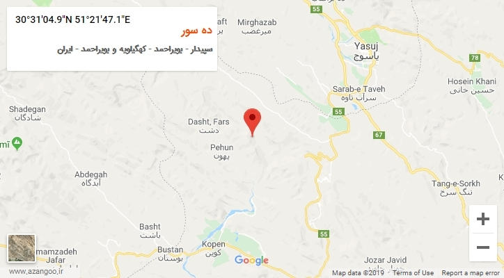 روستای ده سور بر روی نقشه