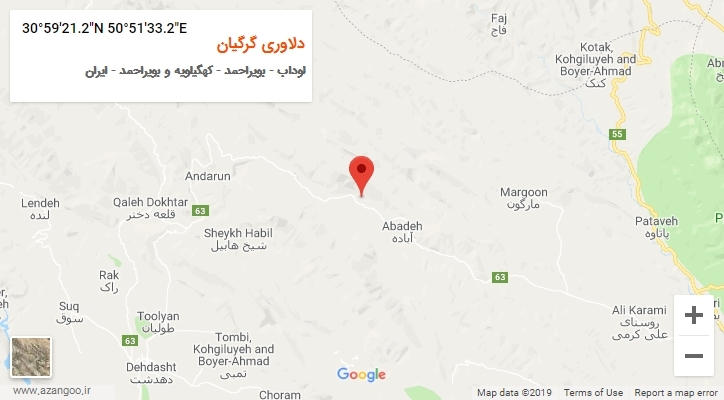 روستای دلاوری گرگیان بر روی نقشه